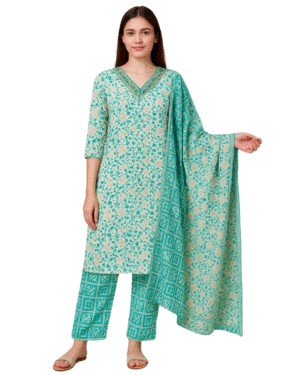 Kurti, Pant & Dupatta Set with Elegant Floral Print